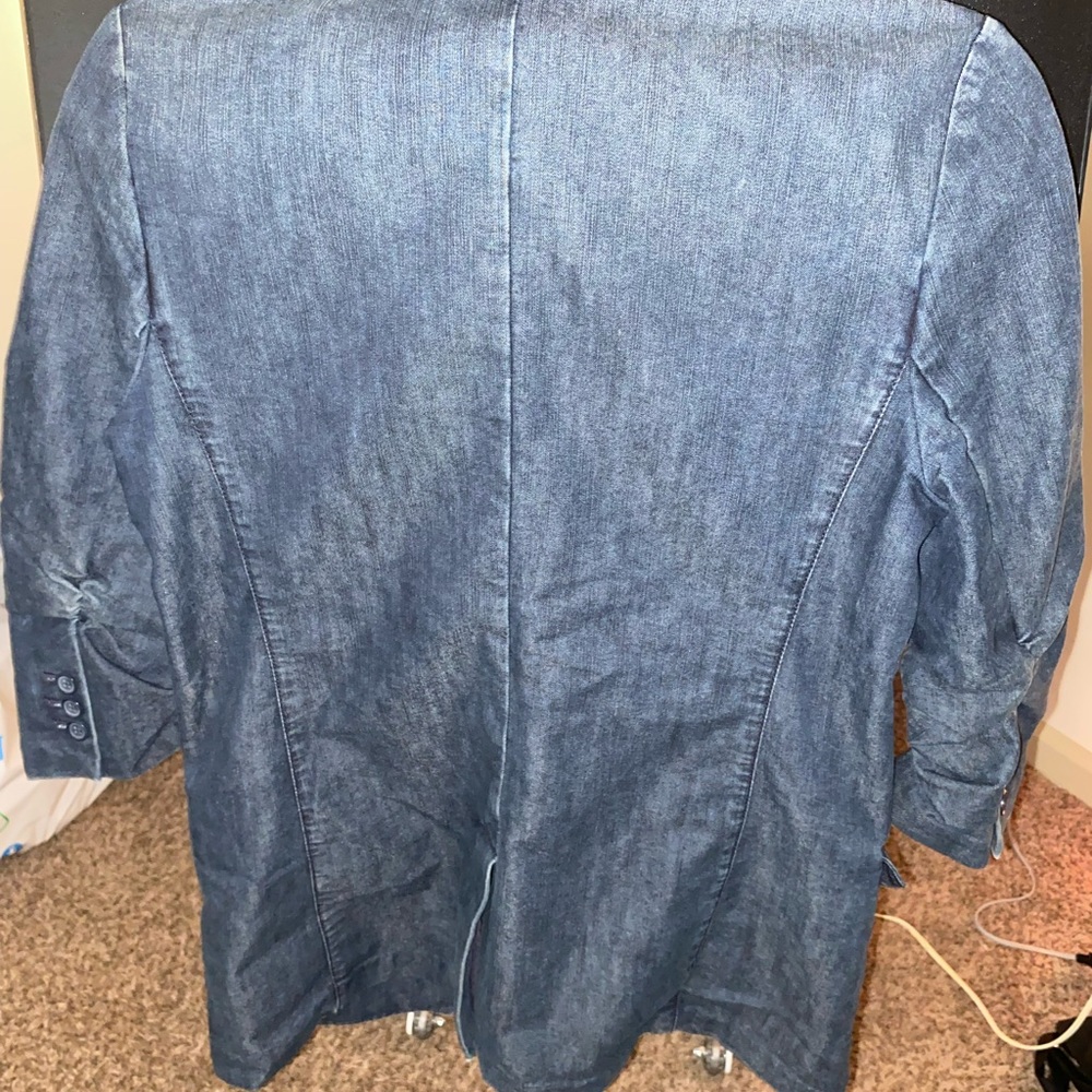 Blue Jean blazer ruched sleeve one button in the front slit in the back - Picture 4 of 5